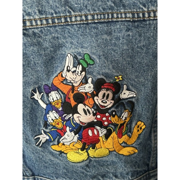 Vtg Disney Store Denim Jacket Mickey & Friends Embroidered Jean Jacket Youth S - Picture 3 of 4
